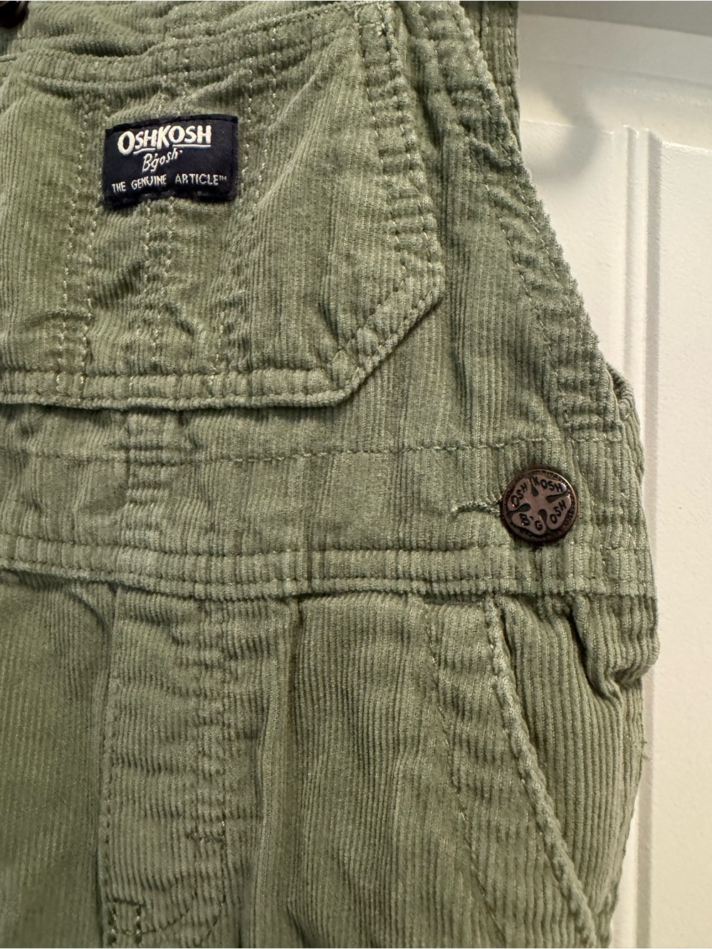 OshKosh B'gosh Olive Green Corduroy Overalls - Picture 2 of 6